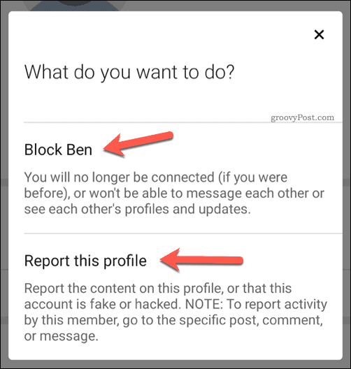 Odločitev o blokiranju ali prijavi uporabnika v LinkedInu
