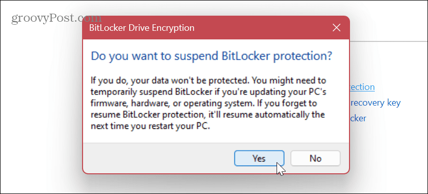 Onemogočite ali začasno ustavite BitLocker 