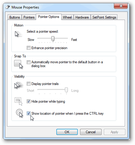 Kako enostavno najti kazalec miške v operacijskem sistemu Windows