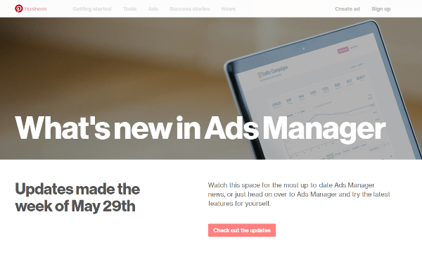Pinterest je v upravitelju oglasov v tednu 29. maja predstavil nekaj novih funkcij.