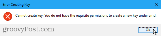 Ključne napake ni mogoče ustvariti v registru sistema Windows