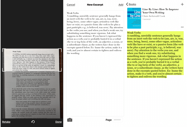 Izvleček - Aplikacija Book Highlighter za iOS, kako narediti posnetek zaslona iz knjige