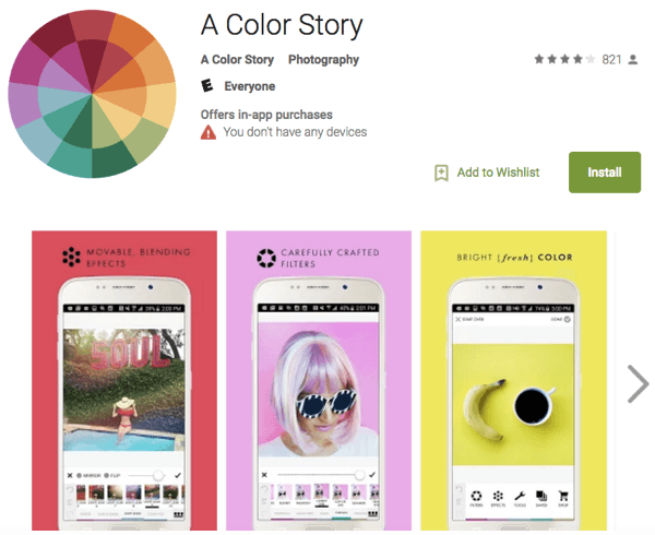 aplikacija z barvnimi zgodbami