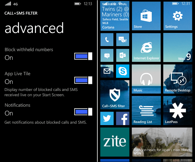 Blokiranje klicev Windows Phone 8.1