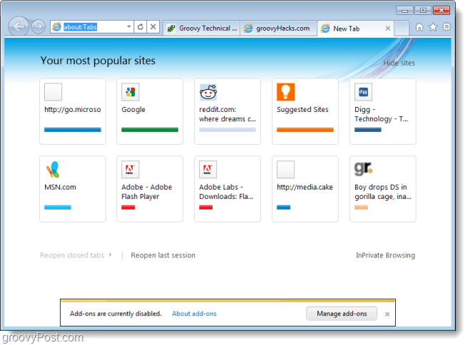 Beta posnetek zaslona Internet Explorerja 9