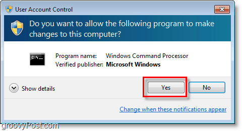 Posnetek zaslona sistema Windows 7 - skozi cmd admin uac