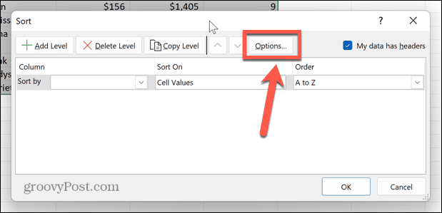 excel možnosti razvrščanja