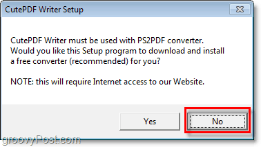 izogibajte se namestitvi PS2PDF v Windows 7