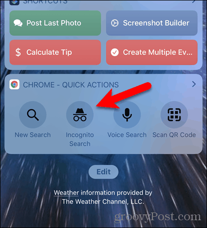 Tapnite iskanje brez beleženja zgodovine v pripomočku Chrome v iOS-u