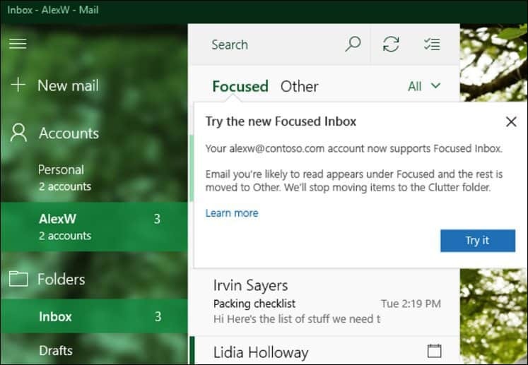 Microsoft predstavil velike posodobitve za aplikacije Windows 10 Mail & Calendar