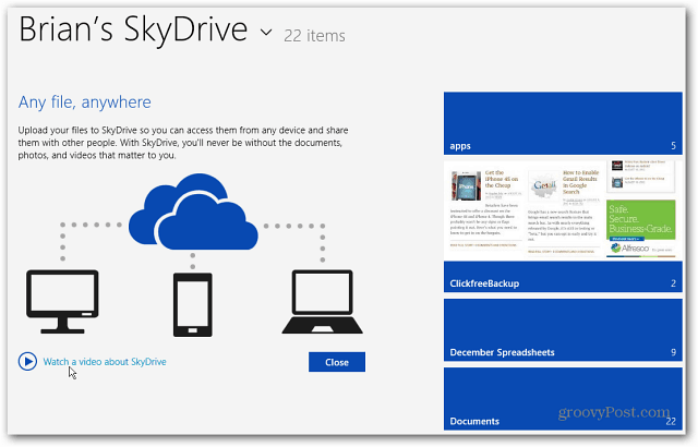 Nov začetni zaslon SkyDrive