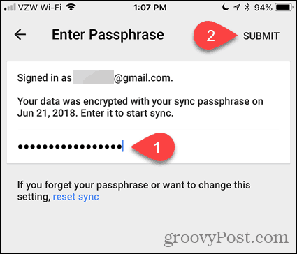 Vnesite geslo v Chrome za iOS