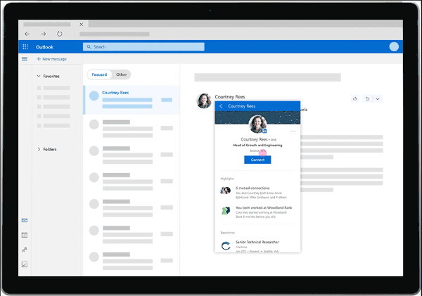 LinkedIn bo zdaj zagotovil bogat vpogled, kot so slike profila, delovna zgodovina in še več, in sicer iz osebnega nabiralnika uporabnika Outlook.com.