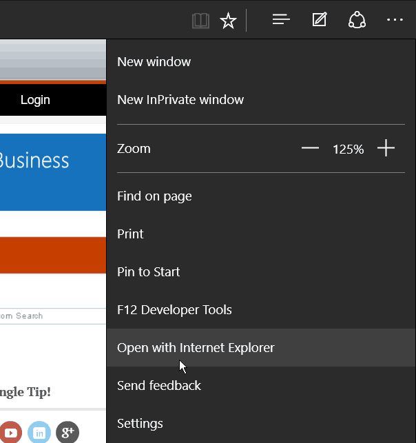 odprite z IE Microsoft Edge