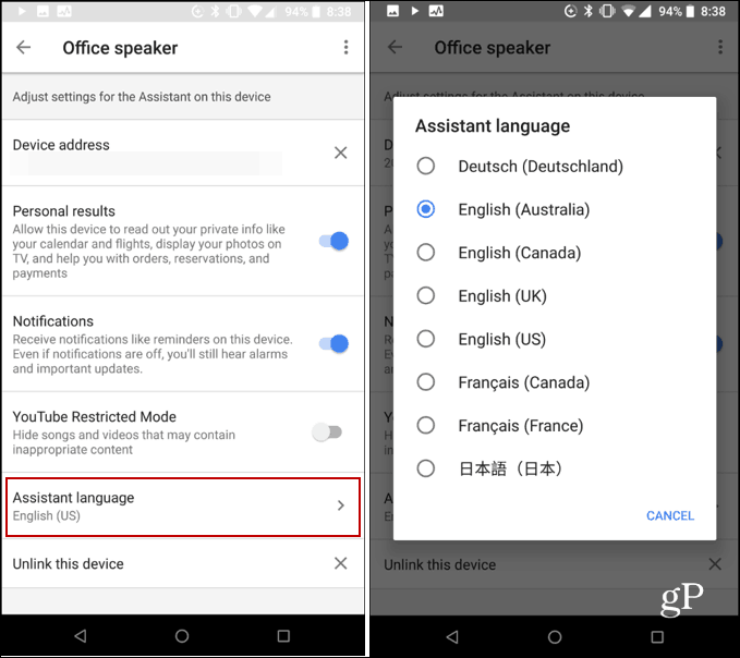 Spremenite glasovni naglas Google Assistant