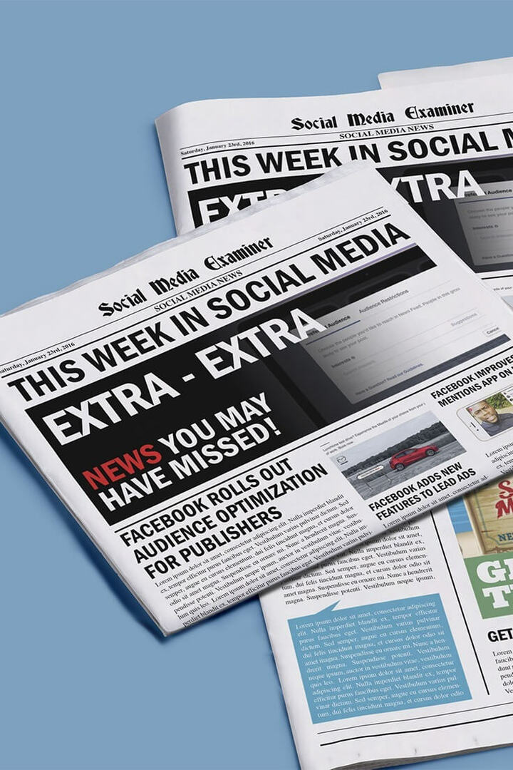 Facebook optimizacija občinstva za založnike: ta teden v družabnih medijih: Social Media Examiner