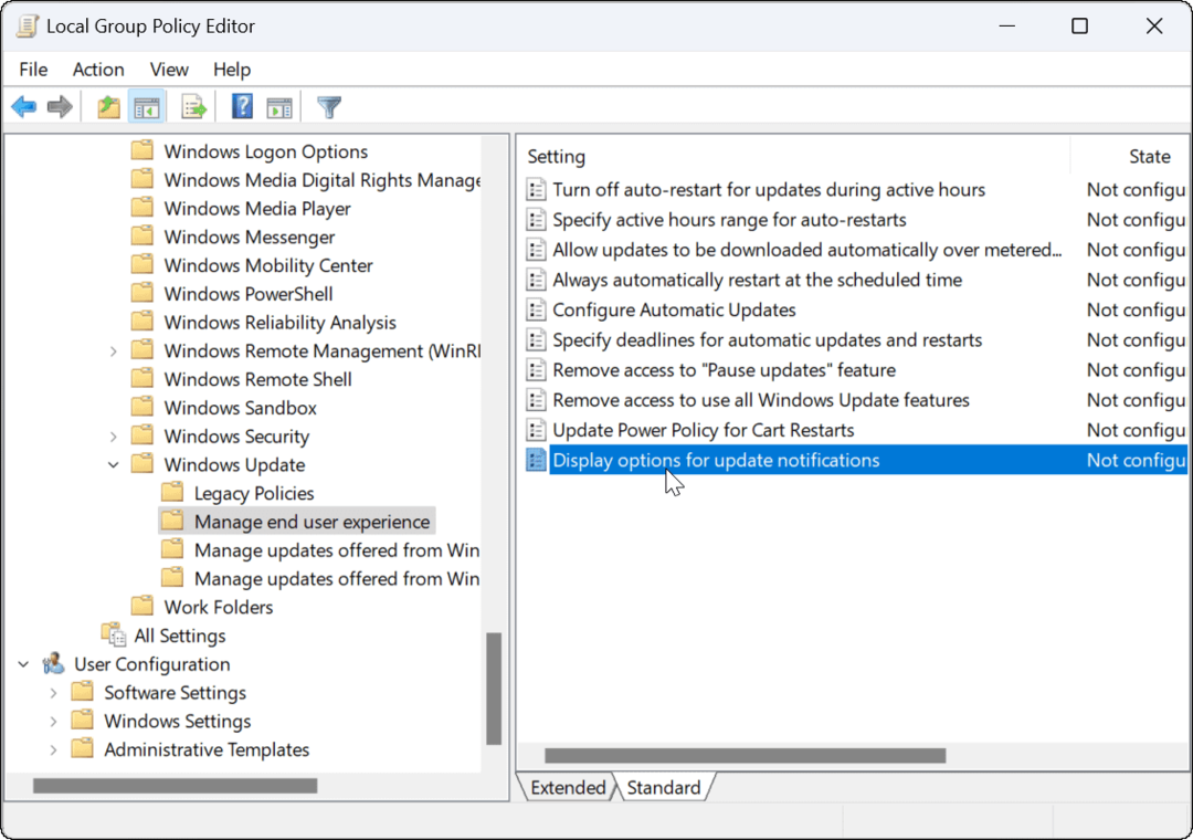 Onemogočite obvestila o posodobitvah v sistemu Windows 11