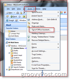 Omogočite Vklop samodejnega odgovora pomočnika za odsotnost v Microsoft Outlooku
