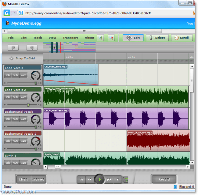 myna audio editor omogoča spajanje zvoka in dodajanje posebnih učinkov
