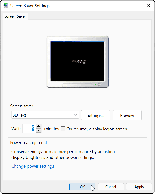  Nastavitve ohranjevalnika zaslona Windows 11