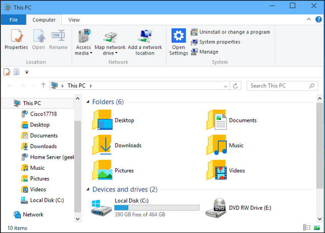 Naj bo Windows 10 File Explorer vedno odprt za ta računalnik