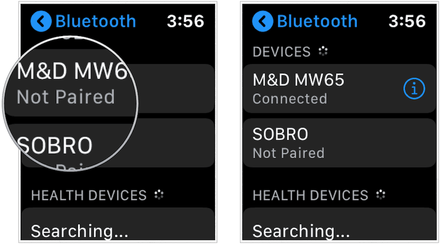 Bluetooth seznanjanje z Apple Watch