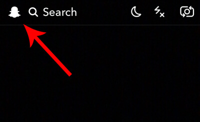 Tapnite ikono duha v zgornjem levem kotu zaslona kamere Snapchat.