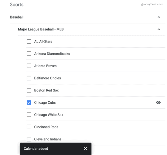 Šport je dodan v Google Koledar
