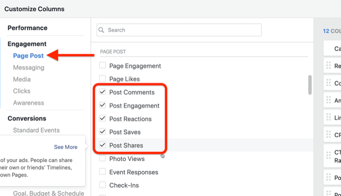 v koraku 3 ustvarite poročilo o napredku po meri v programu Facebook Ads Manager