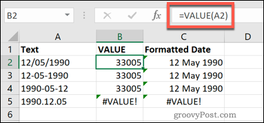 Funkcija VALUE v Excelu