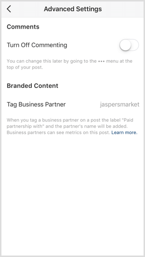 Instagram plačana partnerska oznaka