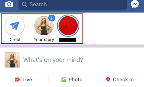 Dostop do Facebook Stories in direktne pošte.