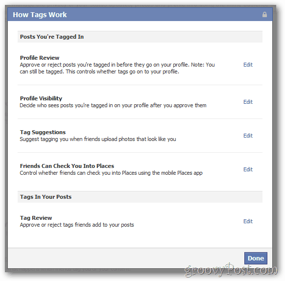 Oznake nastavitev zasebnosti na Facebooku