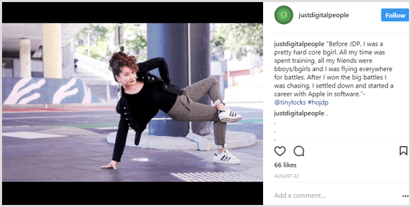 Instagram post pripoveduje zgodbo