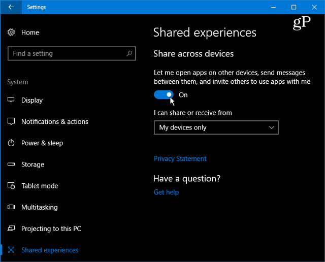 Kako omogočiti in uporabljati skupne izkušnje v sistemu Windows 10