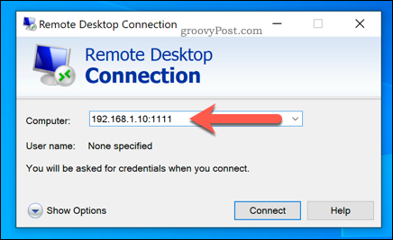Vzpostavitev povezave z oddaljenim namizjem Windows z uporabo vrat RDP po meri