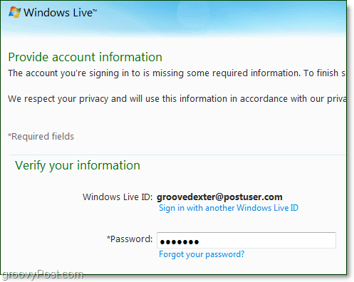 spremenite geslo za živo domeno Windows