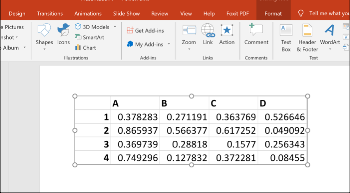 Podatki Excela kot predmeta v programu PowerPoint
