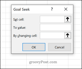 Okno za iskanje Excelovega cilja