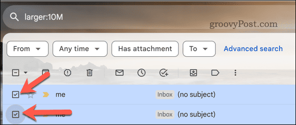 V rezultatih iskanja izberite Gmailova e-poštna sporočila