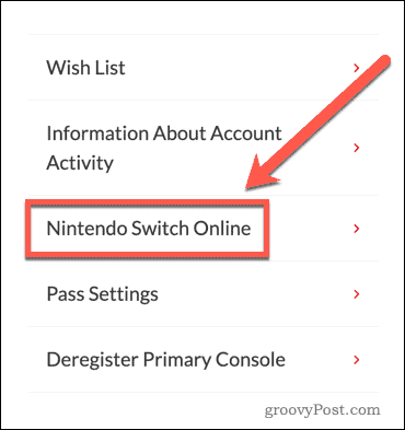Nastavitve spletnega mesta Nintendo Switch