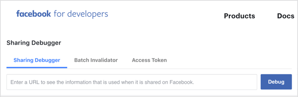 Z orodjem za razhroščevanje se prepričajte, da Facebook vleče pravo sliko za predogled povezave do Facebooka.