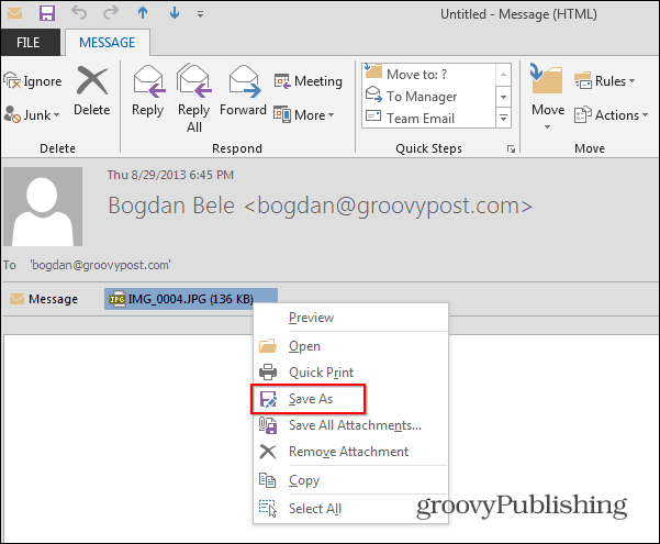 Outlook 2013 Spremeni velikost shrani velikost slike