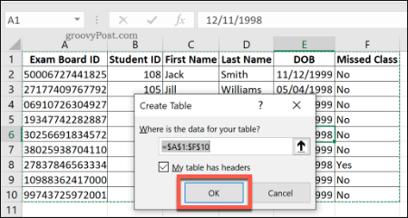 Ustvarjanje standardne tabele v Excelu