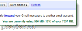 trenutno uporabljate x količino prostora v Gmailu