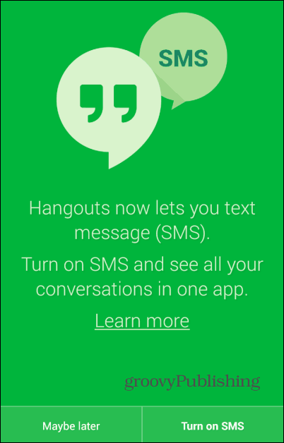 SMS klepetalnice Hangouts se vklopi