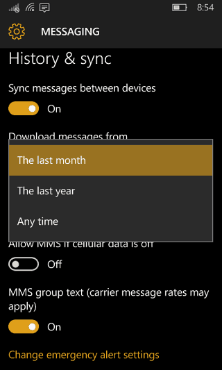 2 varnostno kopijo sporočil Windows 10 mobile