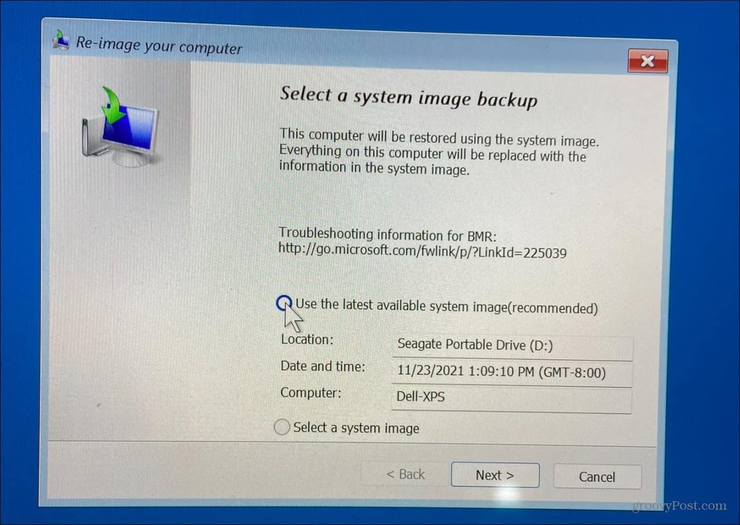 Kako obnoviti Windows 11 z varnostno kopijo sistemske slike