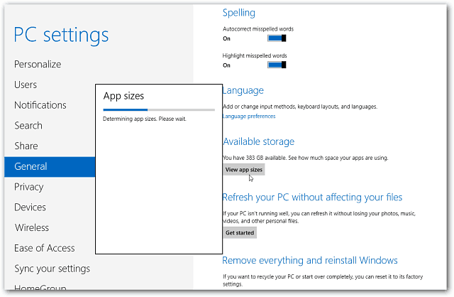 Kako velike so moje nameščene aplikacije Windows 8?