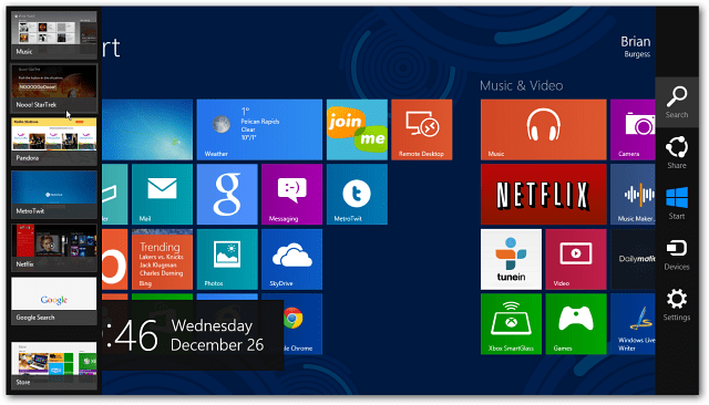 Onemogočite Windows 8 Hot Corners iz prikazovanja Charms Bar in Switcher